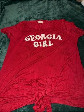 Altar'd State Red 'Georgia Girl' Tie-Front Graphic Tee
